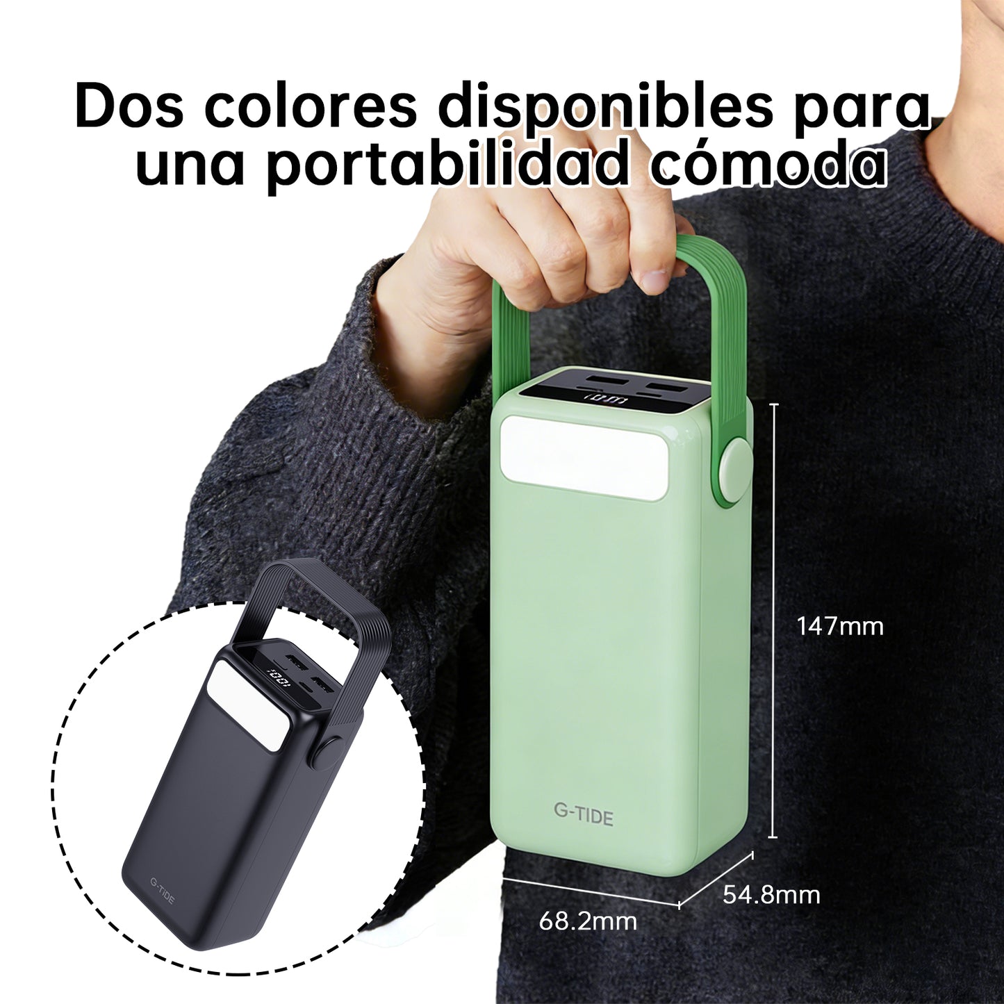 Power Bank G-Tide 50000mAh 65W Carga Rápida Portátil - 10 Cargas o mas ideal finca y viajes