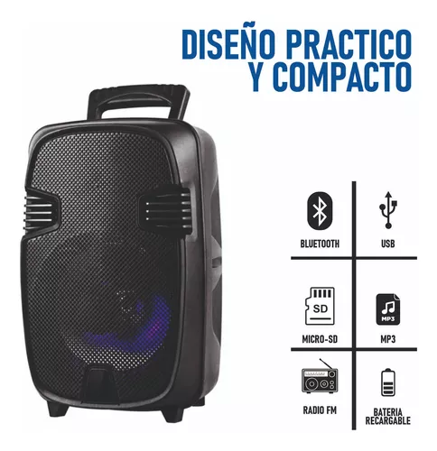 Cabina Parlante Bluetooth 8” con Micrófono | Karaoke y Fiestas Pro Max