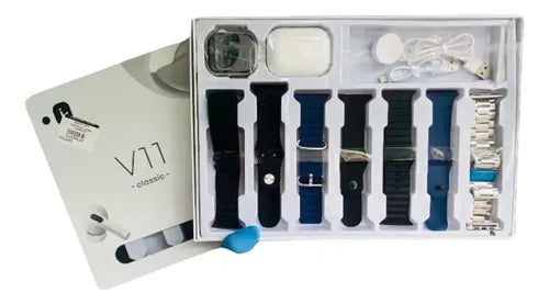 Smartwatch V11 Classic con Audífonos Bluetooth, Deportivo y Elegante Pro