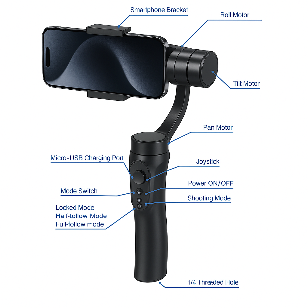 Estabilizador F6 Gimbal Profesional 3 Ejes con Seguimiento Facial y Zoom Avanzado