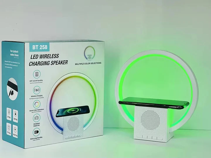 Parlante Altavoz Bluetooth LED con Carga Inalámbrica y Sonido HiFi