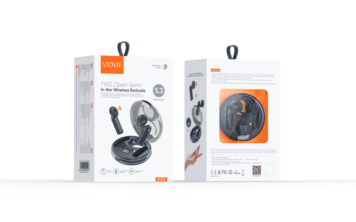 Auriculares Vidvie BT872 Bluetooth 5.3 con Diseño Abierto Premium