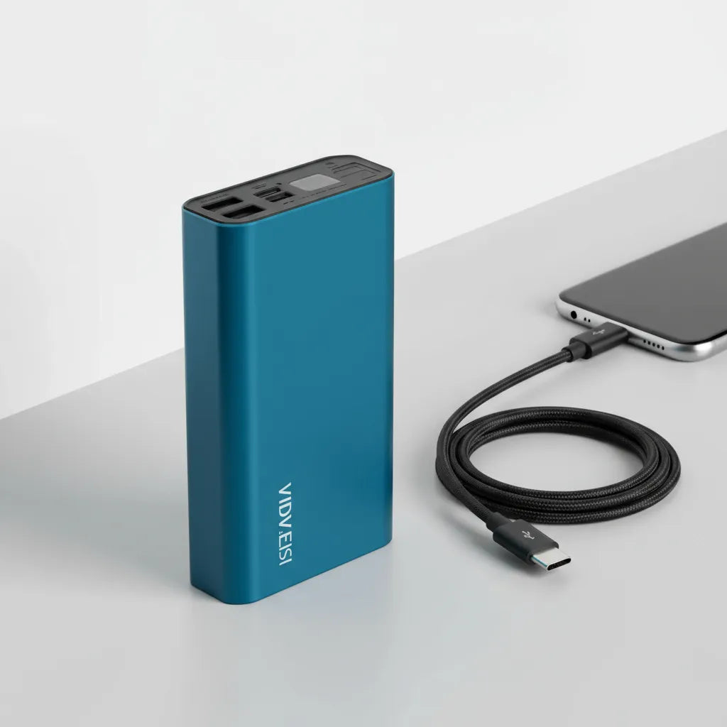 Power Bank 20000mAh con Carga Rápida USB, Tipo C y Lightning de Alta Potencia