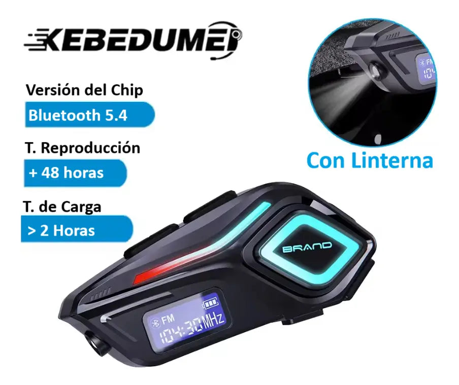 Auriculares Bluetooth para casco de moto -Música Mp3- Radio y llamadas Marca Helmet K08