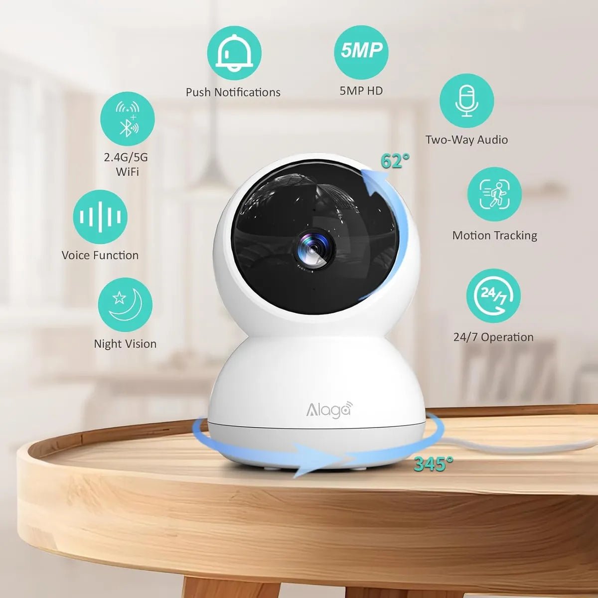 Cámara de Seguridad WiFi 3K 360° Inteligente con IA | Visión Nocturna | Alaga P50S - Tecnomundointl