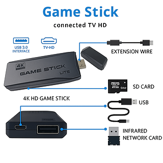 Consola Retro M8 HDMI 64 GB + 10.000 Juegos con 2 Mandos Inalámbricos – 4K Plug & Play