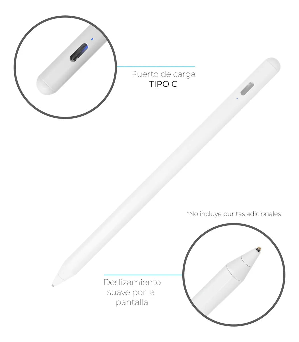 Lápiz Óptico Stylus 2 Universal Recargable USB - C para IPad - Tecnomundointl