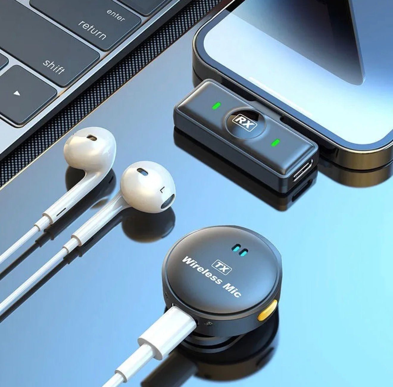 Microfono inalámbrico doble lavalier Bluetooth para celular - Tecnomundointl