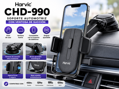 Soporte Universal Harvic CHD-990 de Celular Con Ventosa Para Carro- ideal para GPS