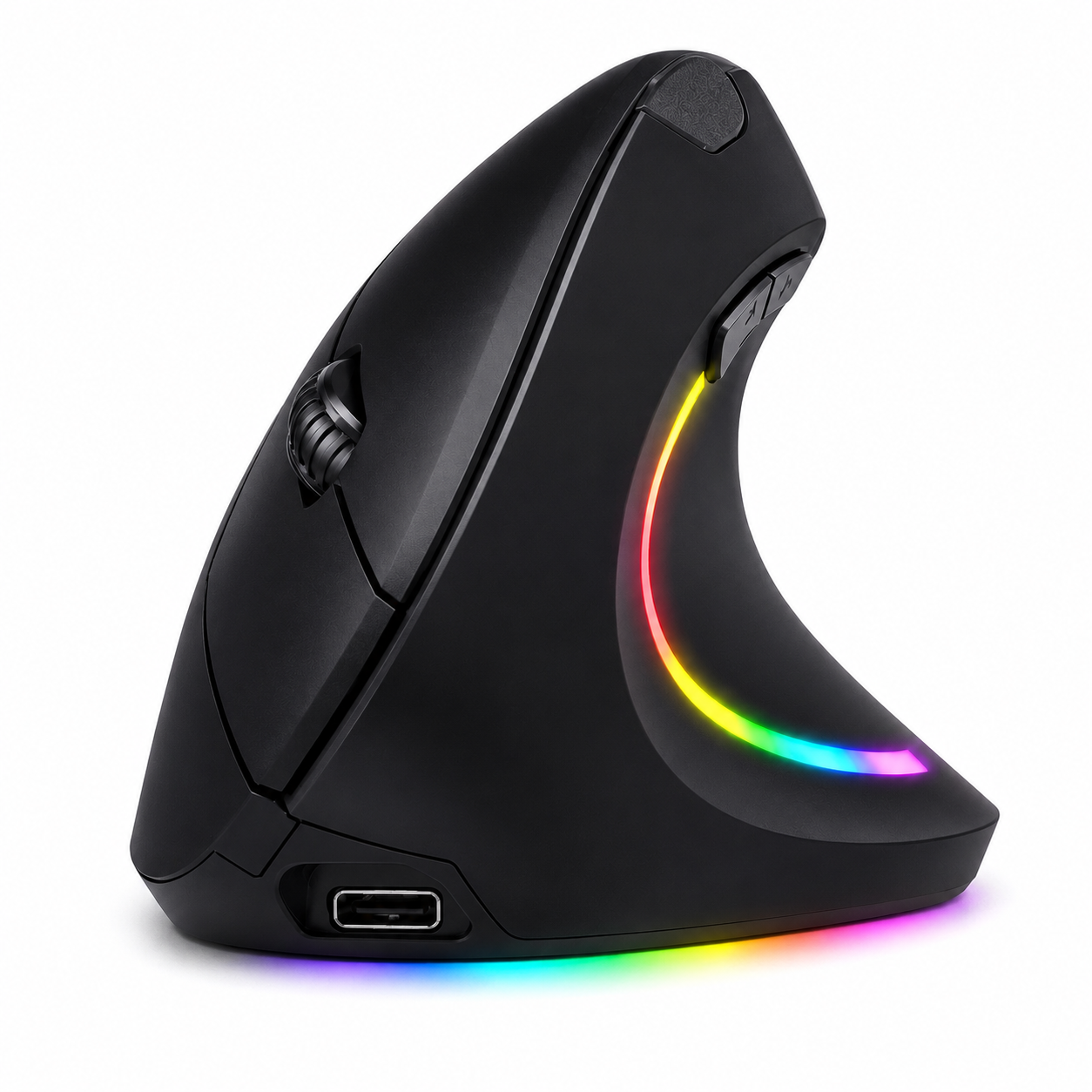 Mouse Ergonómico Vertical Inalámbrico RGB Recargable Bluetooth 5.3 y 2.4GHz con Receptor USB Lummy LMO-07 para Diestro