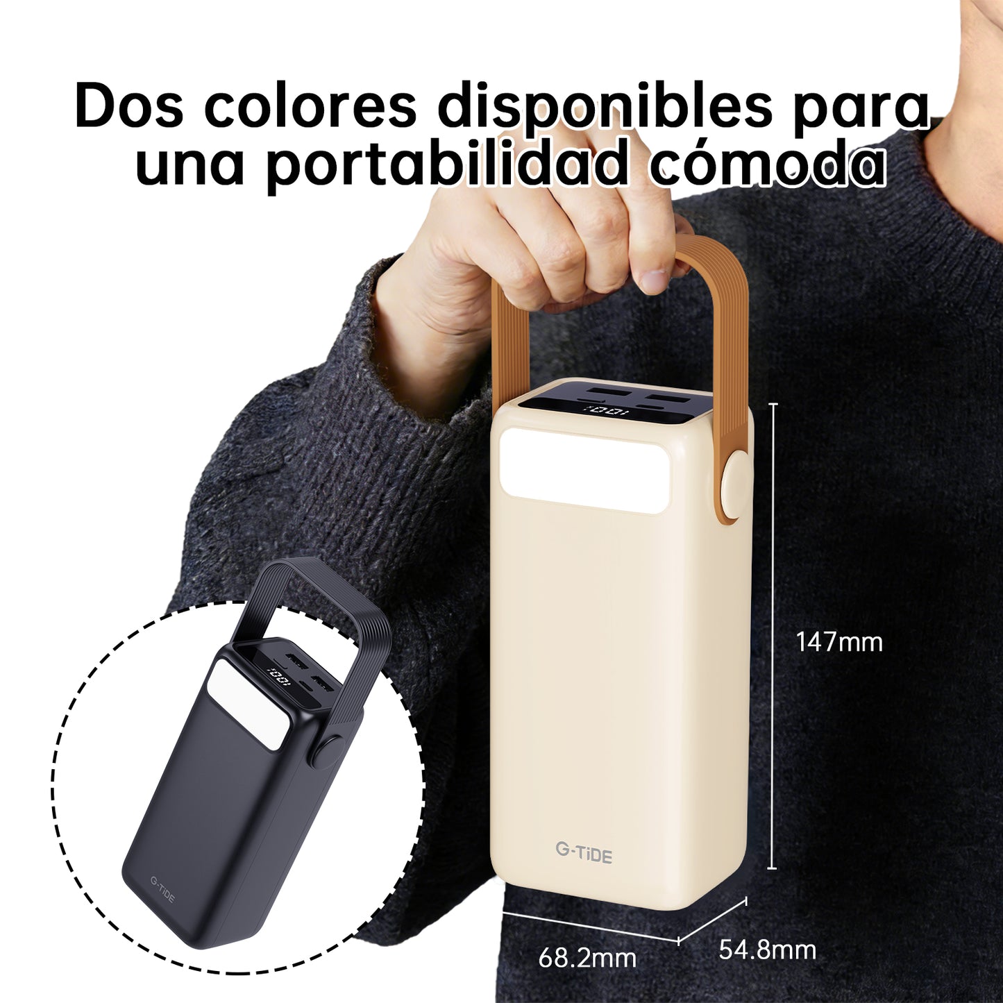 Power Bank Linterna G-Tide 40000mAh 22.5W Carga Rápida 8 Cargas o mas Ideal Viajes y Finca
