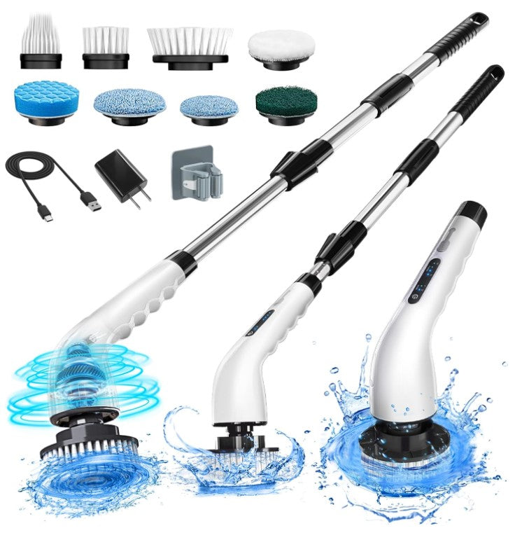 Cepillo Eléctrico de Limpieza 9 en 1 USB-C con Cabezales Intercambiables