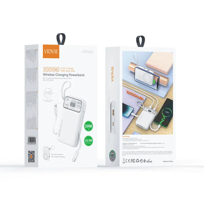 Powerbank Vidvie 10000mAh con Carga Inalámbrica Rápida 20W