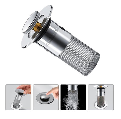 Tapón de Drenaje Universal 2 en 1 Antibloqueo para Lavabo y Ducha Premium