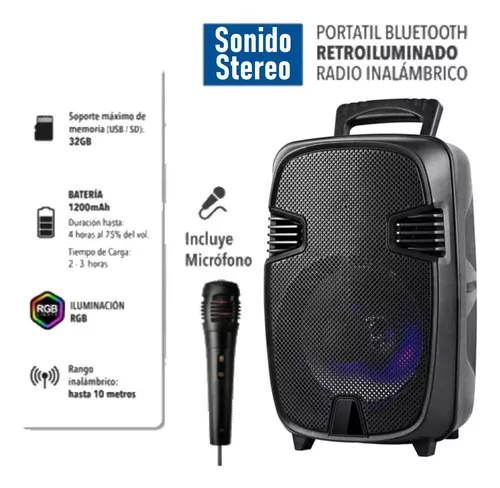 Cabina Parlante Bluetooth 8” con Micrófono | Karaoke y Fiestas Pro Max