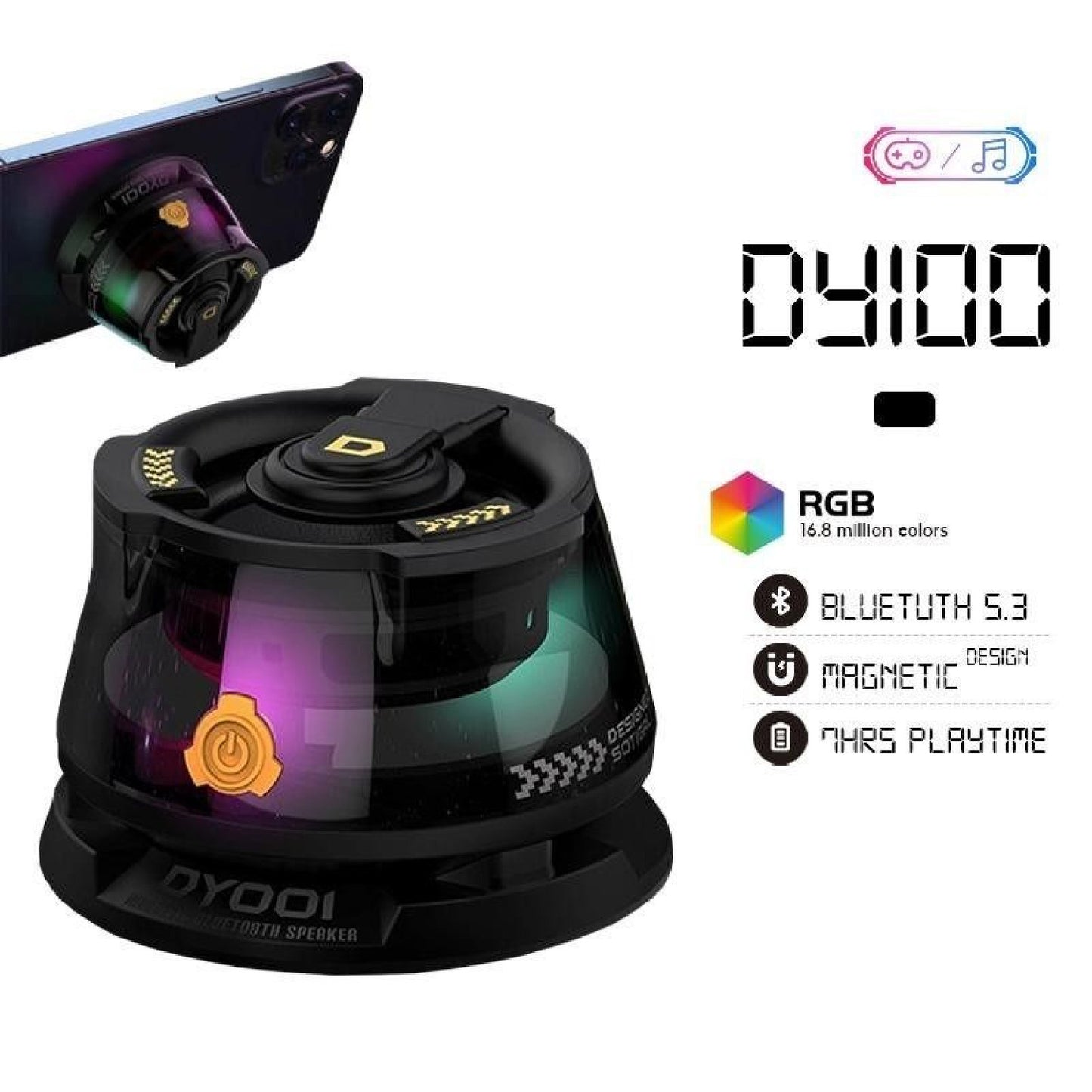 Altavoz Bluetooth Magnético DY001 con Sonido Potente y Diseño Futurista Pro