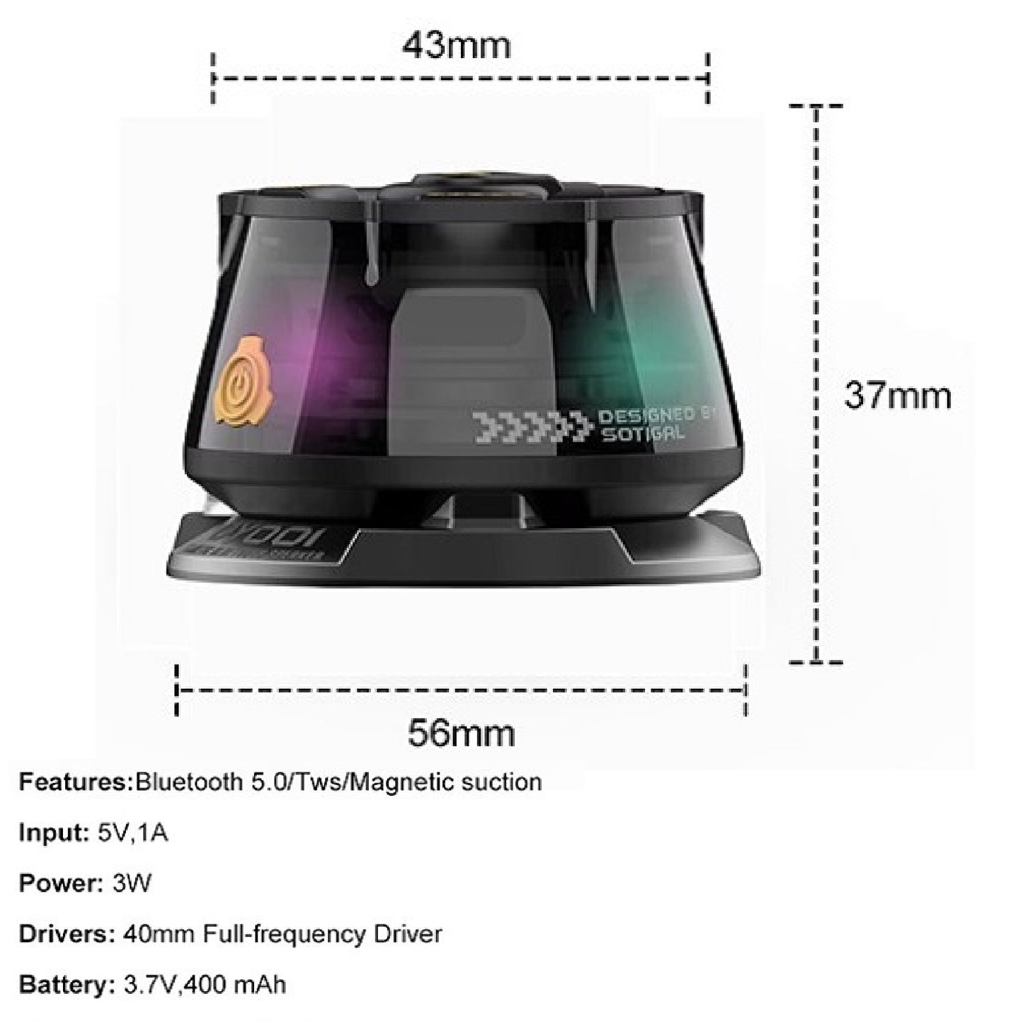 Altavoz Bluetooth Magnético DY001 con Sonido Potente y Diseño Futurista Pro
