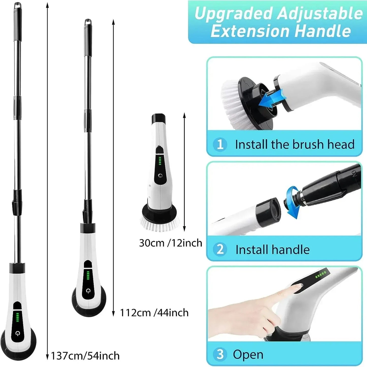 Cepillo Eléctrico de Limpieza 9 en 1 USB-C con Cabezales Intercambiables