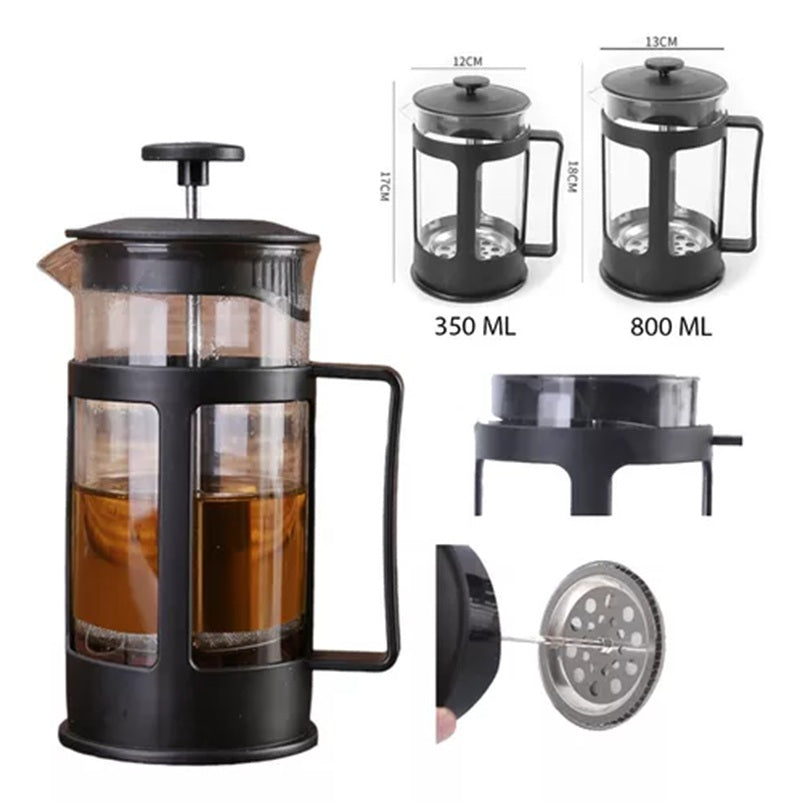 Cafetera Prensa Francesa 800 ml en Vidrio y Acero Inoxidable para Café Premium