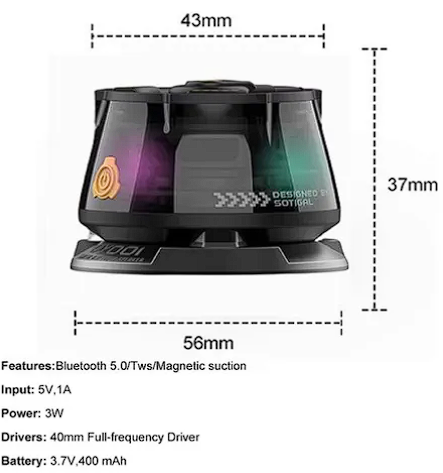 Altavoz Bluetooth Magnético DY001 con Sonido Potente y Diseño Futurista Pro