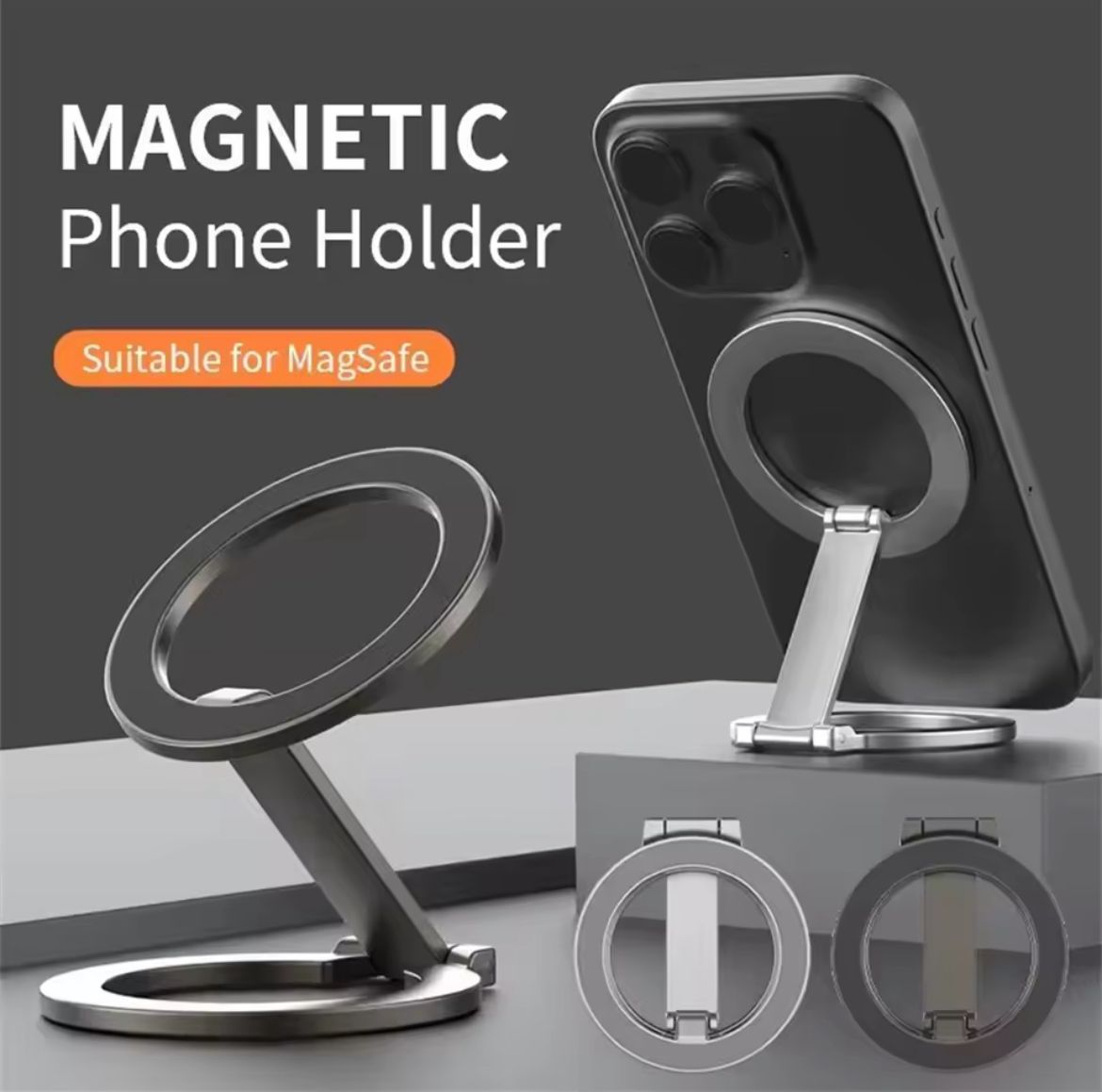 Soporte Magnético 360° para Celular MagSafe de Aleación Zinc Premium+