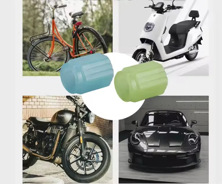 Protectores de Válvula Fluorescentes (4 Uds) con Brillo Nocturno