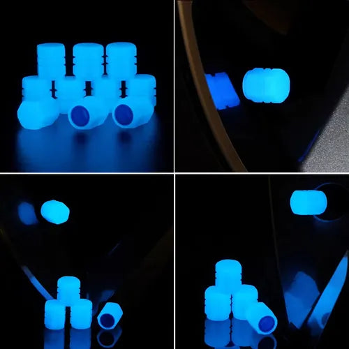 Protectores de Válvula Fluorescentes (4 Uds) con Brillo Nocturno