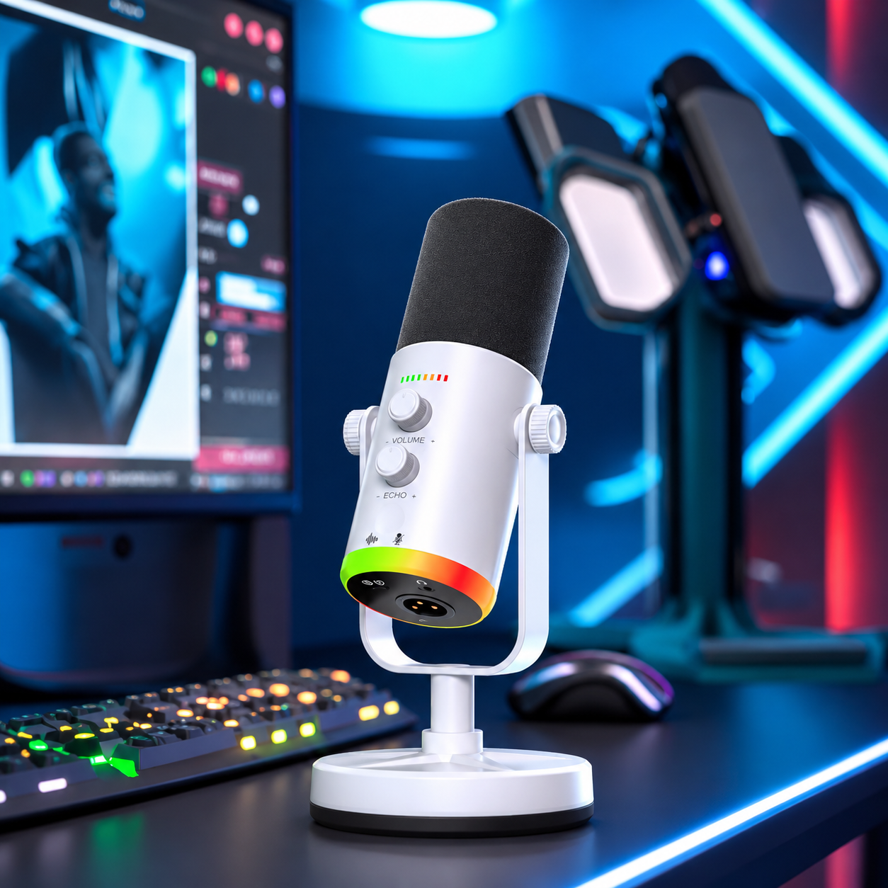 Micrófono USB Profesional RGB para PC y Streaming | Condensador Cardioide con Filtro Podcast