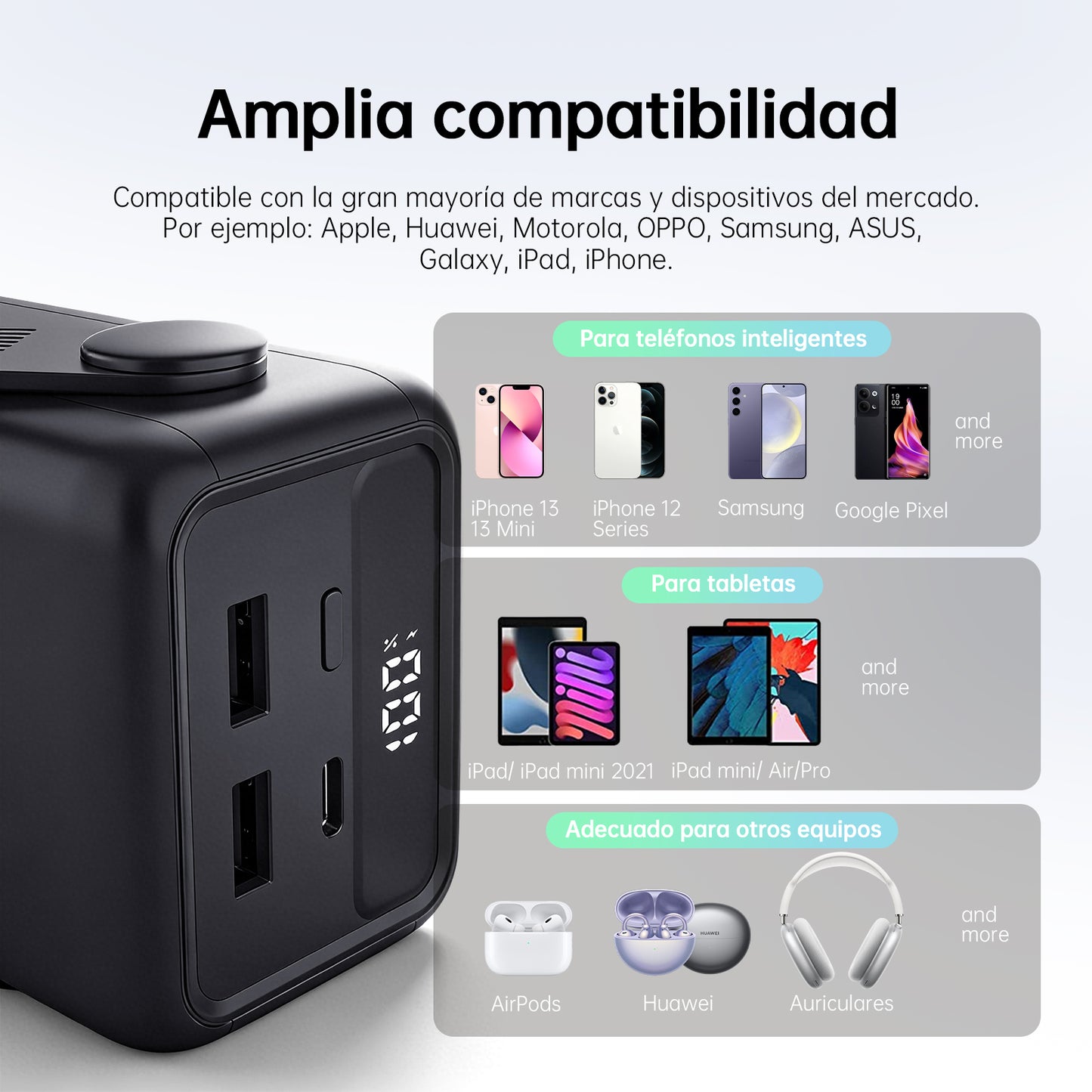 Power Bank Linterna G-Tide 40000mAh 22.5W Carga Rápida 8 Cargas o mas Ideal Viajes y Finca