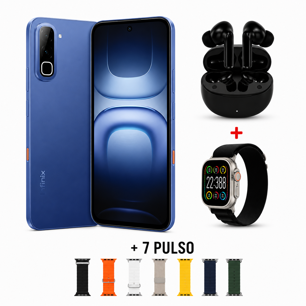 Celular Infinix Hot 70 256/8GB 50MP Batería 5600mAh + Audífonos + Smartwatch