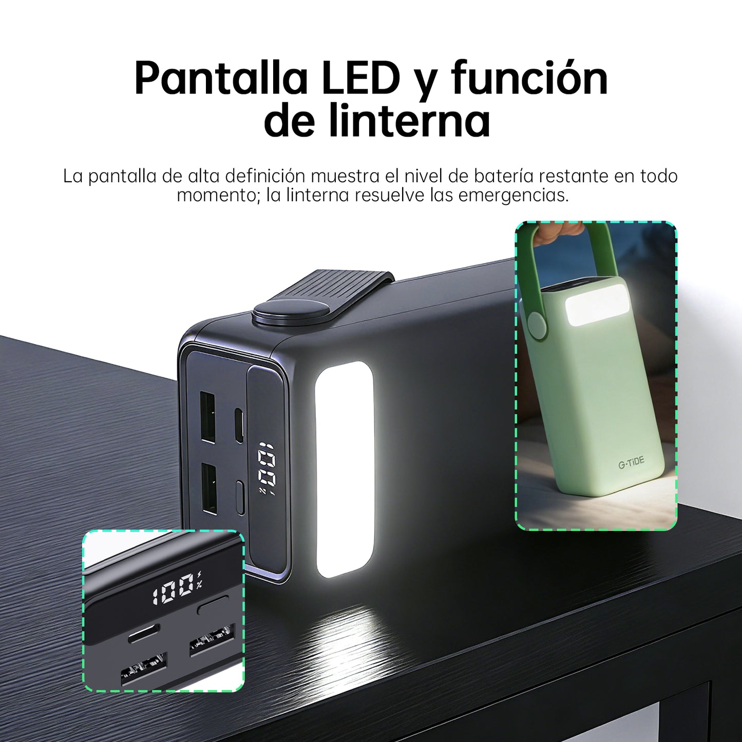 Power Bank G-Tide 50000mAh 65W Carga Rápida Portátil - 10 Cargas o mas ideal finca y viajes