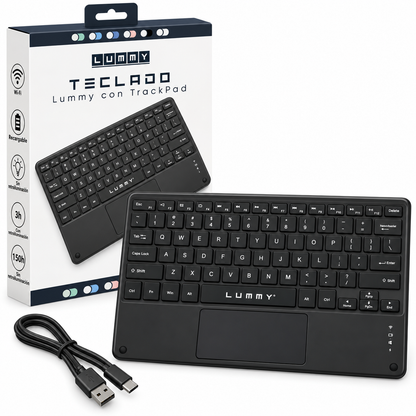 Teclado Inalámbrico Bluetooth con Trackpad Compatible con Windows, Android, Mac y iOS Recargable Lummy LY-T70