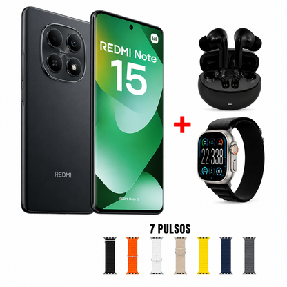Celular Redmi Note 15 128/6GB + Audifonos + Smartwatch 8 pulsos