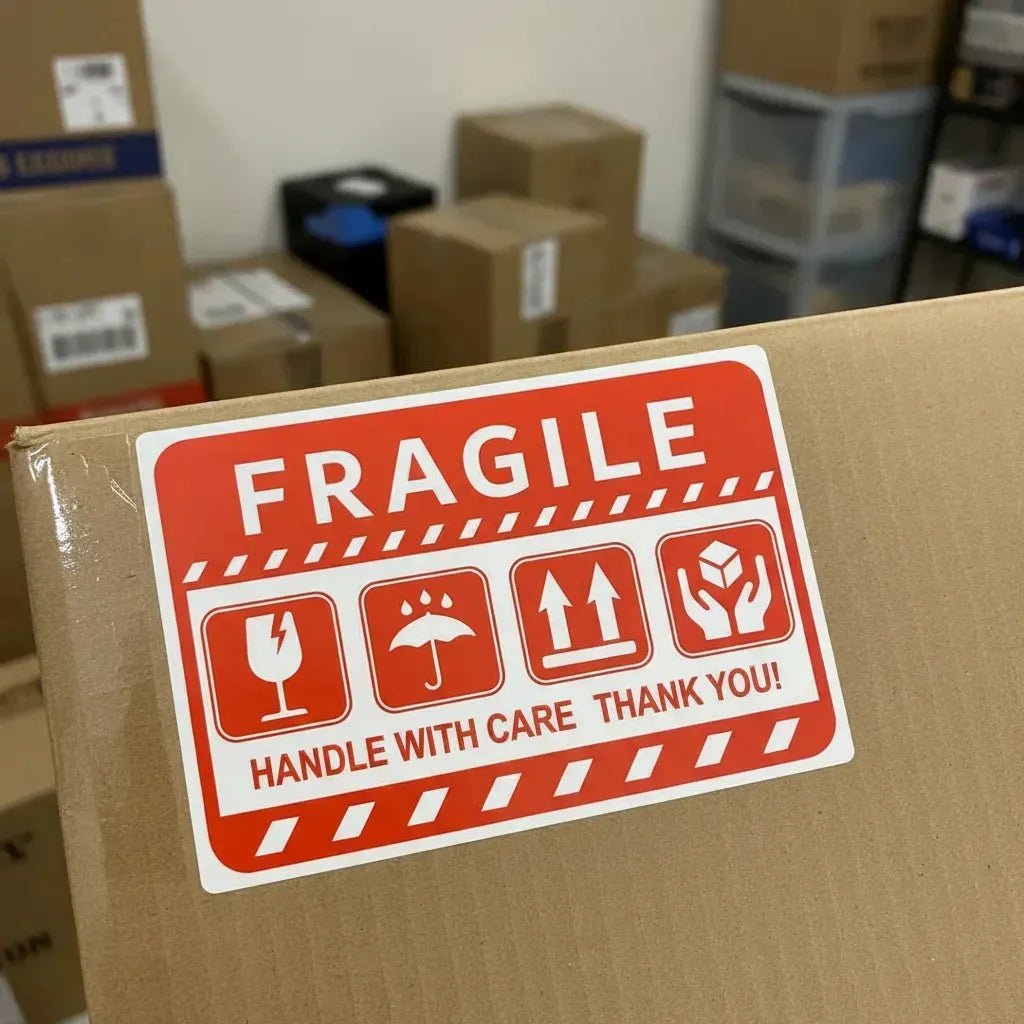 300 UNIDADES - Etiquetas FRÁGIL 150x100mm – Protección de Paquetes - Envío Seguro” - Tecnomundointl