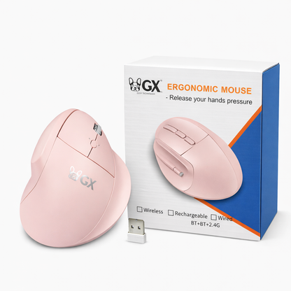 Mouse Ergonómico Vertical Inalámbrico Recargable Bluetooth 2.4G y USB Dongle – Anti Dolor Muñeca y Túnel Carpiano