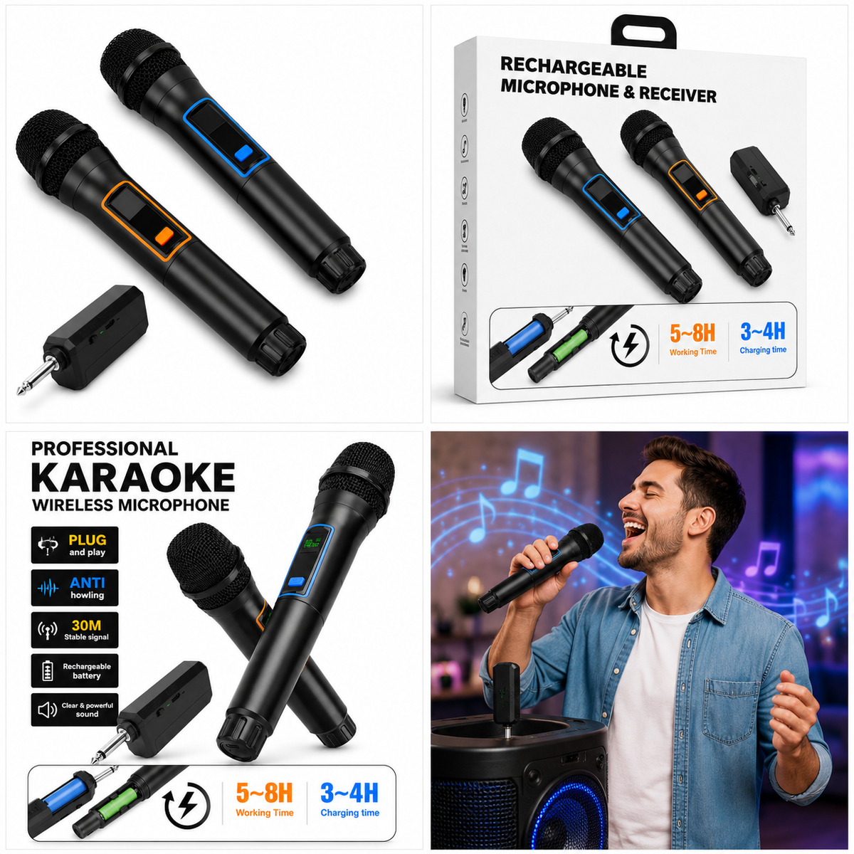 Micrófono Inalámbrico Nobrand W6 Dinámico Cardioide para Karaoke