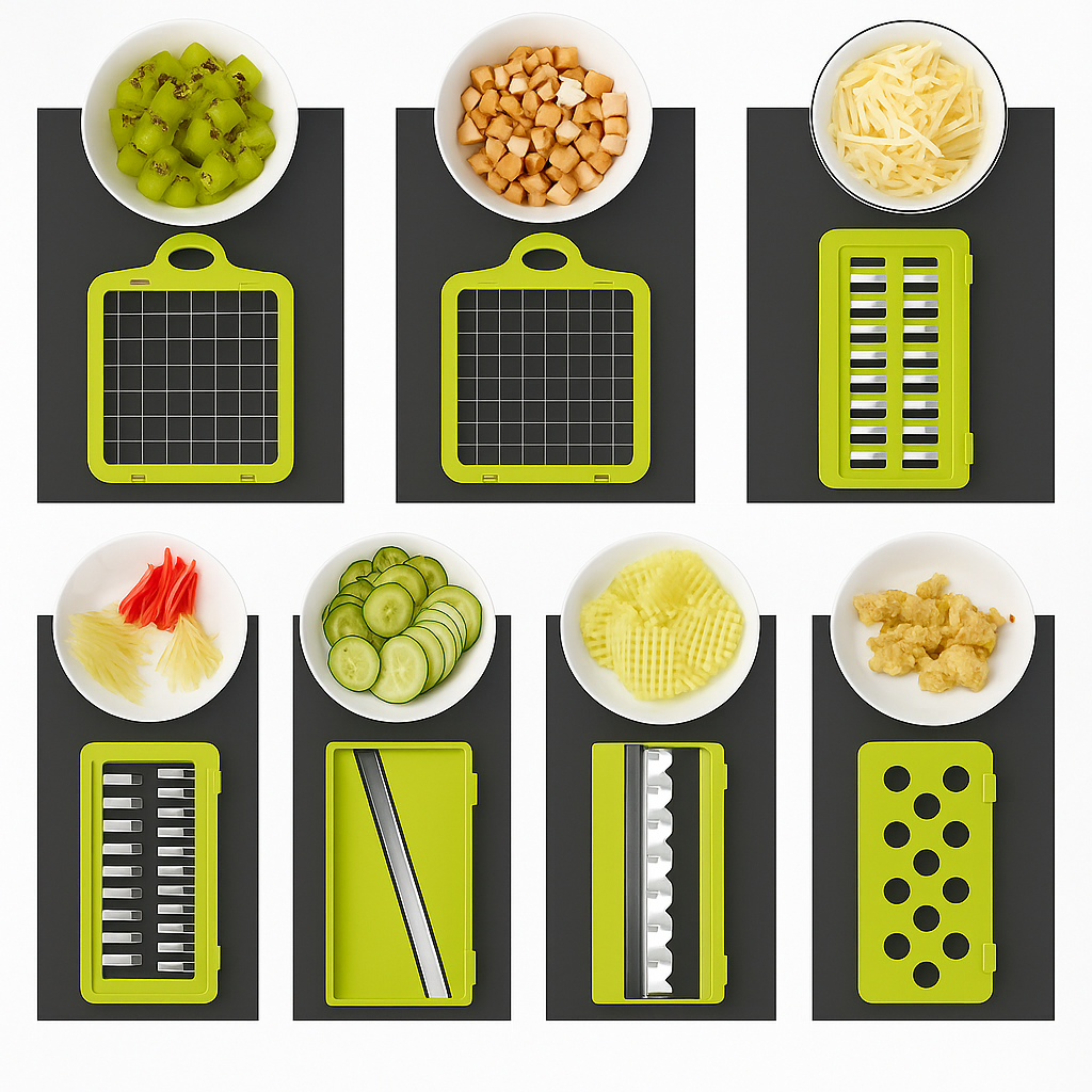 Picador Multiusos 10 en 1 con Cuchillas Intercambiables y Recipiente