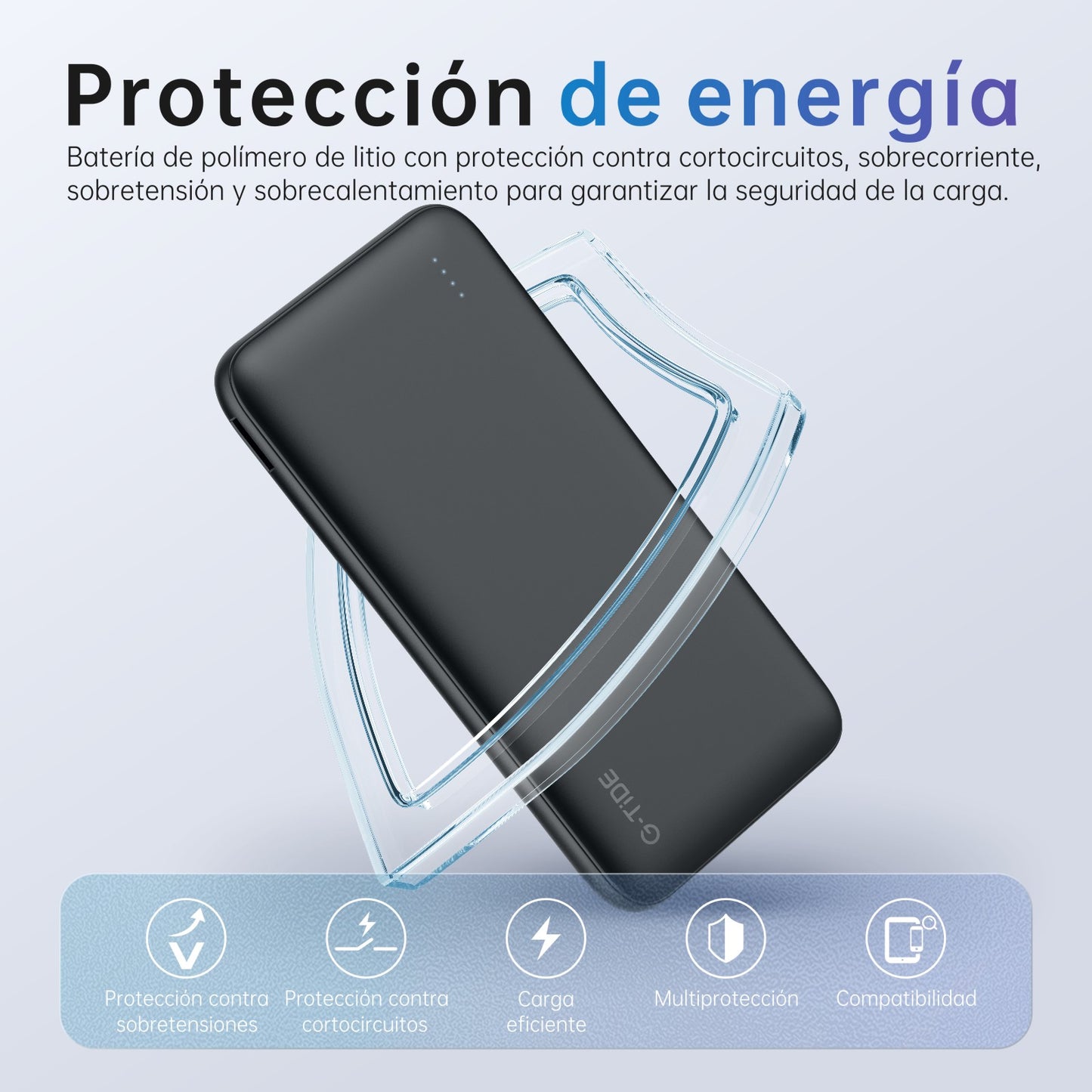 Power Bank G-tide 10000mAh con Cable 4 en 1 y Pantalla LED | Carga Rápida Portátil