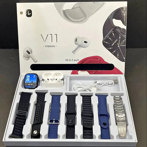 Smartwatch V11 Classic con Audífonos Bluetooth, Deportivo y Elegante Pro