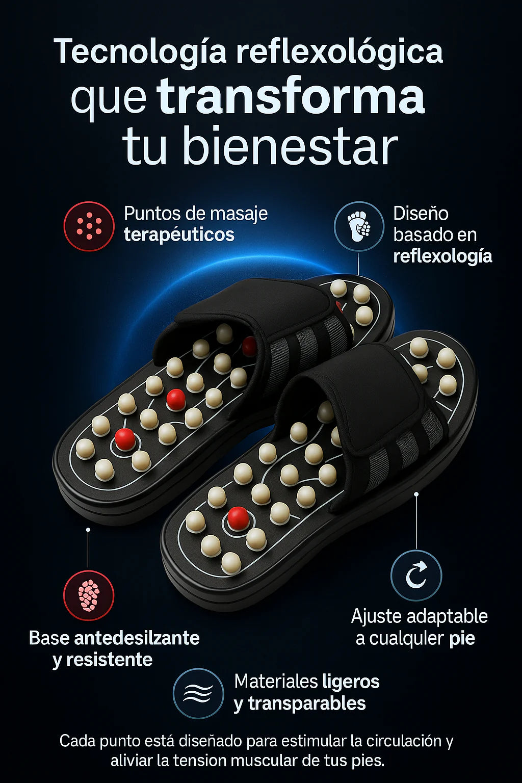 Sandalias Masajeadoras de Reflexología para Bienestar y Alivio