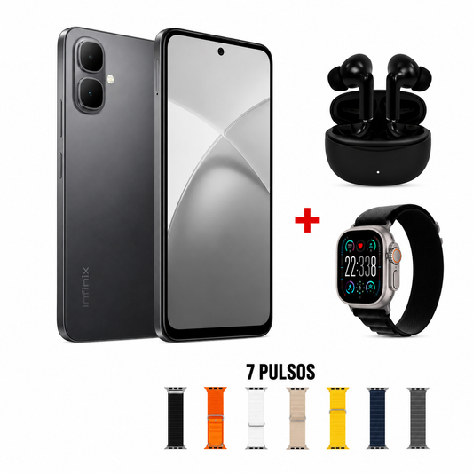 Celular Infinix Smart 10 256/4+4GB 5000mAh + Audífonos + Smartwatch