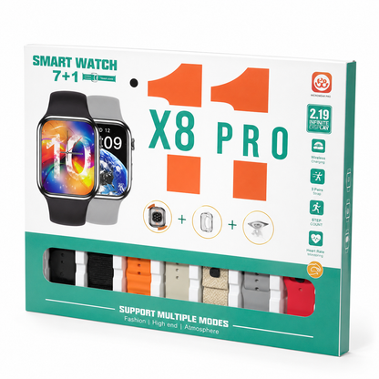 Smartwatch X8 Pro 2.19" HD con 7 Correas, Llamadas Bluetooth y notificaciones