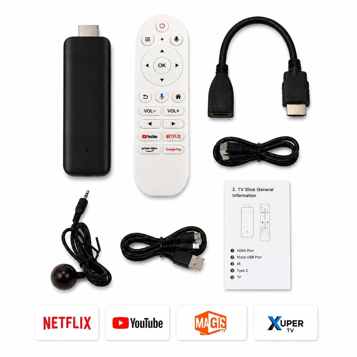 Android TV Stick Full HD Streaming Compatible con Magistv / Xuper estilo watch onn