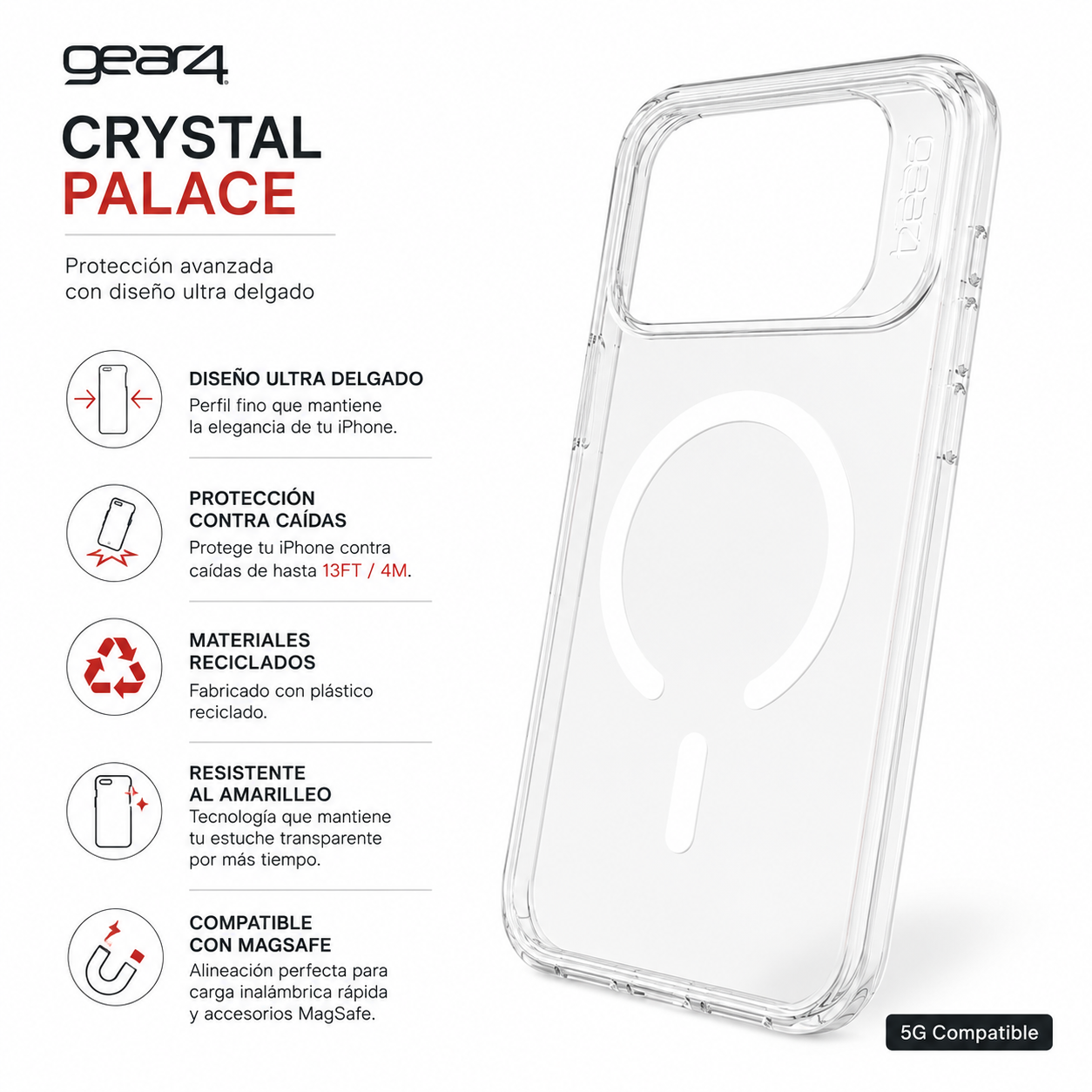 Estuche Gear4 Crystal MagSafe para iPhone Case Transparente Alta Calidad - Carcasa - Funda.