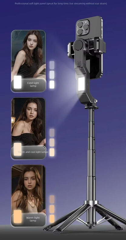 Estabilizador para Celular Q31 con Trípode, Luz LED y Control Remoto