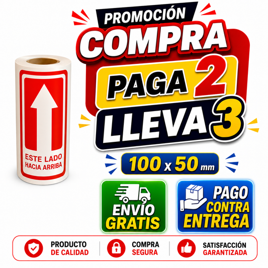 300 Etiquetas autoadhesivas FRAGIL 10x5 cm Lado Arriba para realizar envios