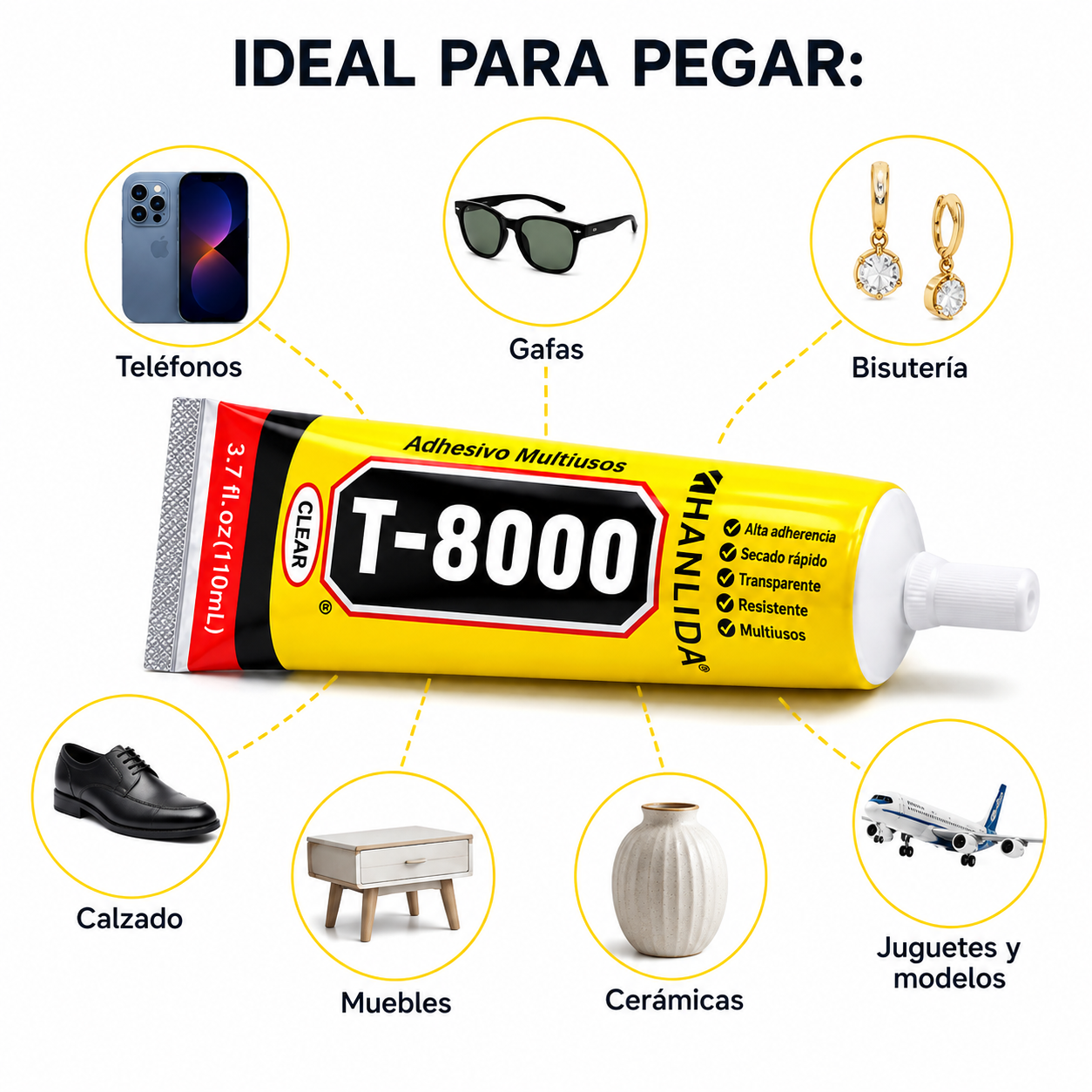 Pegamento Adhesivo Multiusos 110ML de Alta Resistencia | Secado Rápido | Boquilla de Precisión