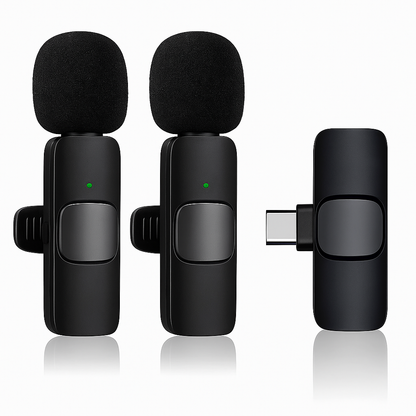 Micrófonos Inalámbricos Tipo C Dúo de Solapa para Grabación Pro