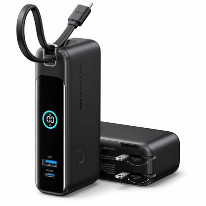 Cargador Portátil INIU 10000mAh 30W Con Enchufe AC Y Cable USB-C
