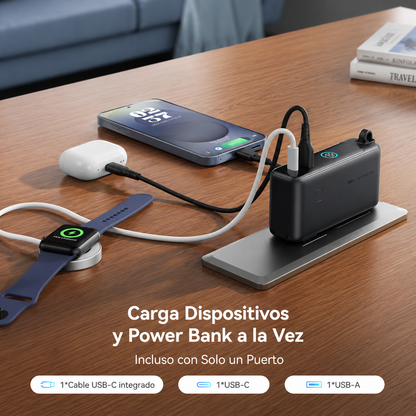 Cargador Portátil INIU 10000mAh 30W Con Enchufe AC Y Cable USB-C